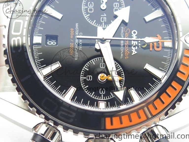 0120 FastDry Planet Ocean Master Chrono SS OM 1:1 Best Edition Black Dial On SS Bracelet A9900 V 8112